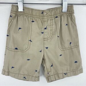 CARTER'S Boys Kids Toddler Khaki Shorts with Navy Blue Dino Print Size 24 Months